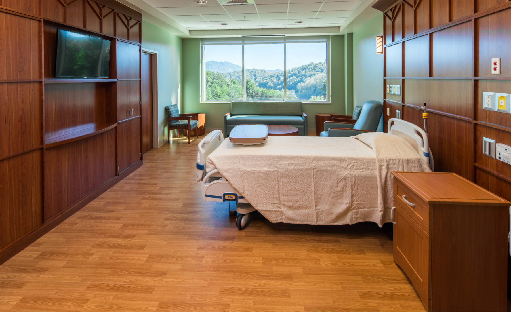 Inside a patient room at Cherokee Hospital