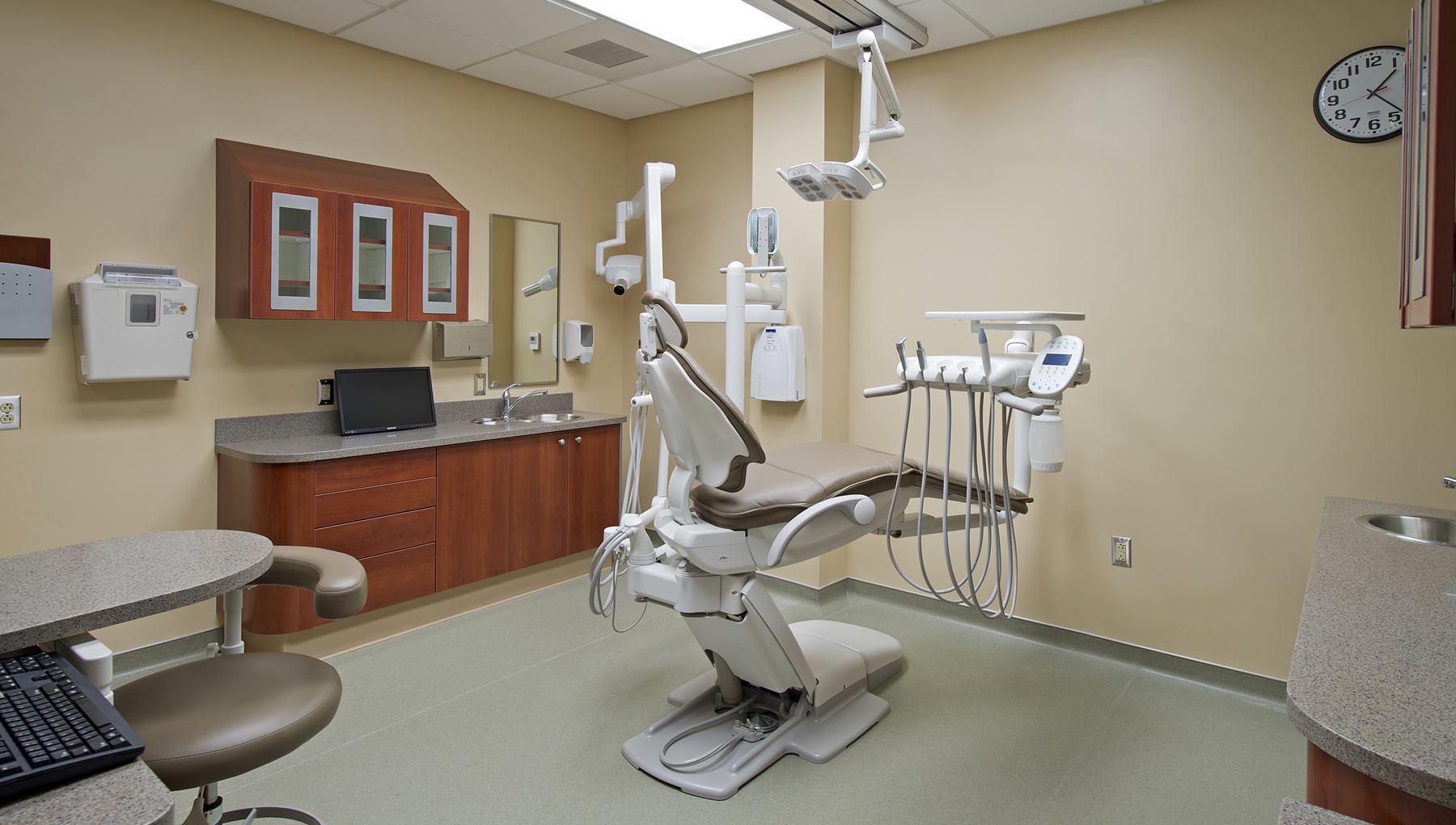 Dental chair in a patient room at Love Dental Clinic