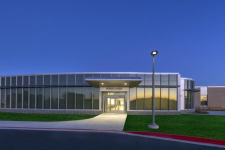 Exterior view of the National Intrepid Center of Excellence facility in Fort Hood
