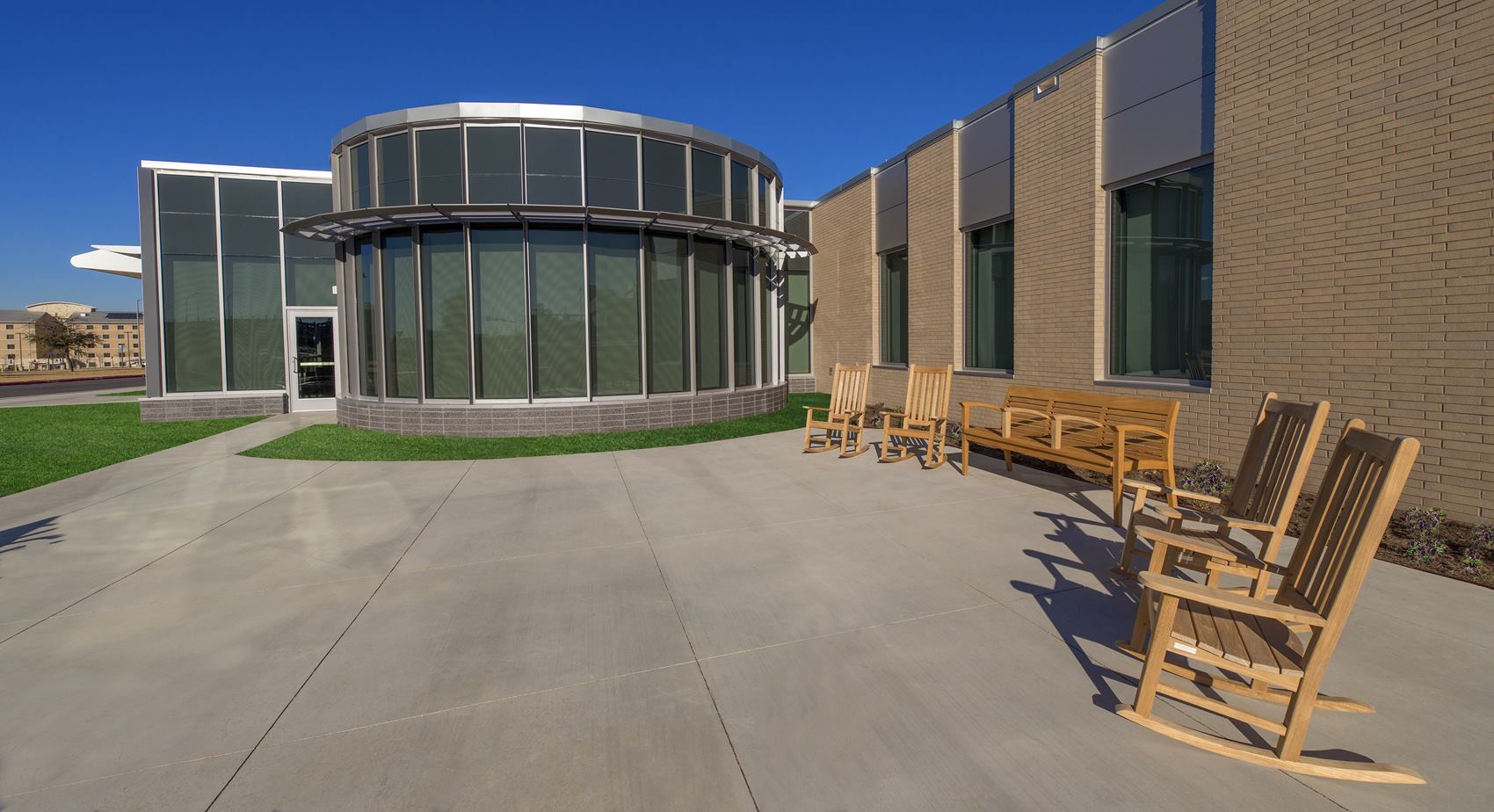 Front patio at the National Intrepid Center of Excellence facility in Fort Hood