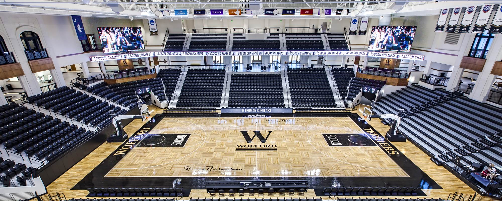 View inside the Jerry Richardson Indoor Arena at Wofford College